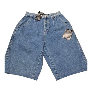 New 5Ive Jungle & Co Blue Denim Pleated Shorts Size 28 Unisex